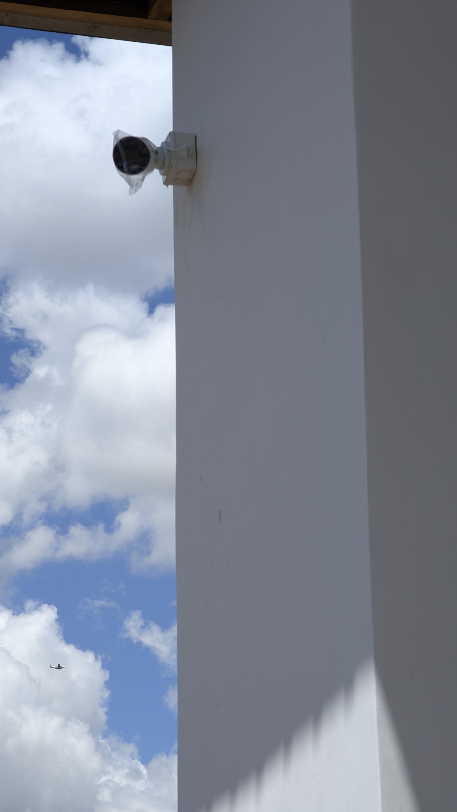 Outdoor camera installation on wall