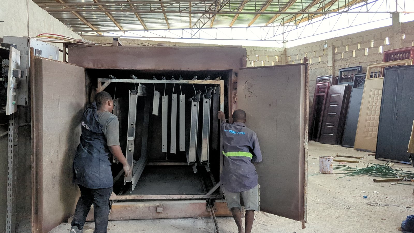 Factory powder coating oven — door finishing